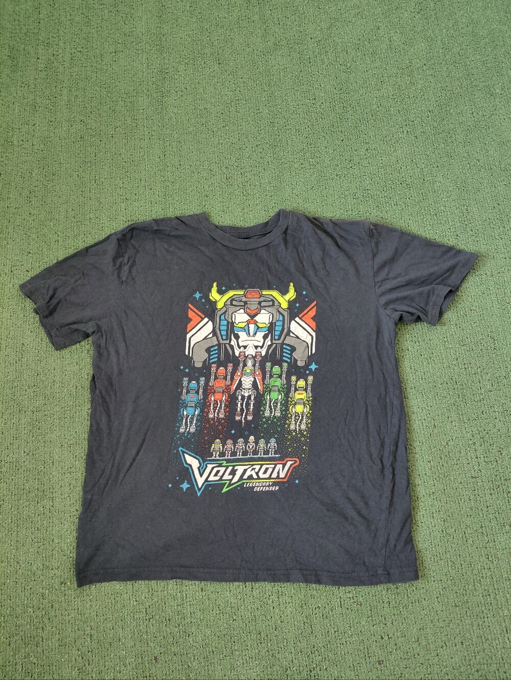 Loot Crate Exclusive Voltron: Legendary Defender 8 Bit Graphic 2017 Navy Blue T